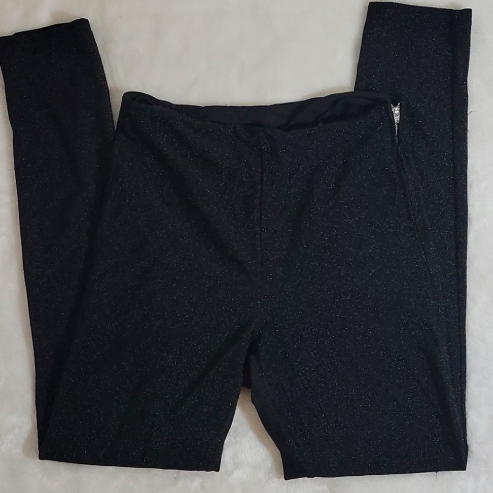H&M Black Sparkle High Rise Side Zip Leggings
